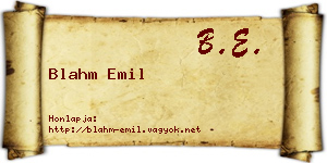 Blahm Emil névjegykártya